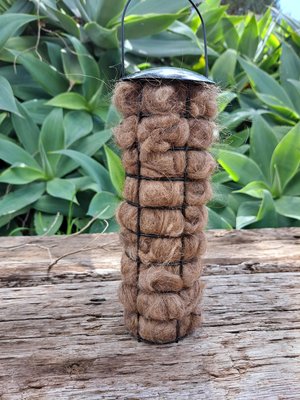 Llama Fibre Bird Nester: Natural Nesting Material in Black Holder