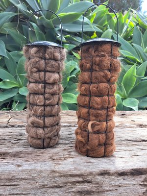 Llama Fibre Bird Nester: Natural Nesting Material in Black Holder