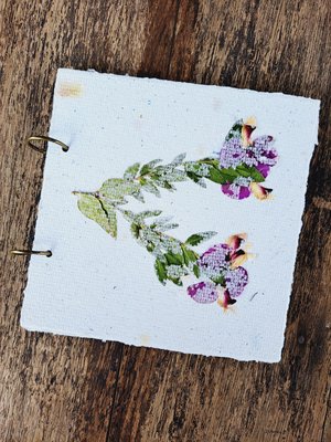 Handmade Dried Flower Journal: Recycled Paper Botanical Notebook