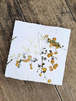 Flower Handmade recycled paper journal / notebook with binder rings and botanicals / petals. Extra pages available.