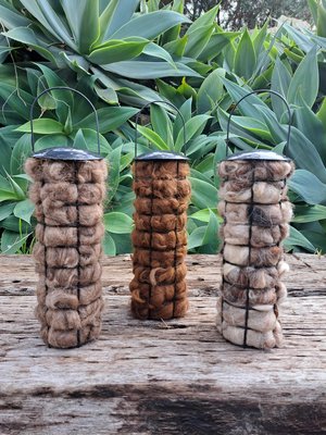 Llama Fibre Bird Nester: Natural Nesting Material in Black Holder