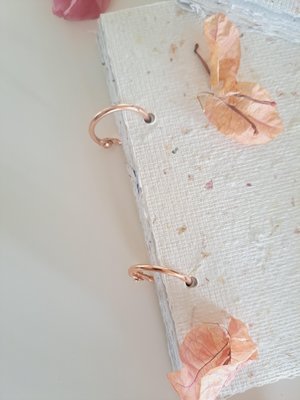 Handmade recycled paper journal / notebook with binder rings and botanicals / petals. Add extra pages!