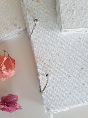 Handmade recycled paper journal / notebook with binder rings and botanicals / petals. Add extra pages!