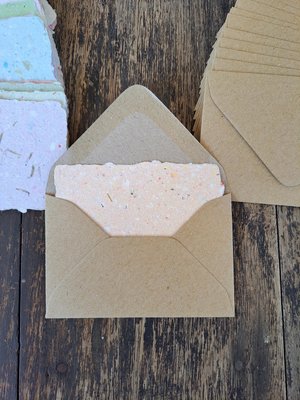 Mini Pregnancy Announcement Cards and Envelopes - 50 Blank Papers with Brown Envelopes