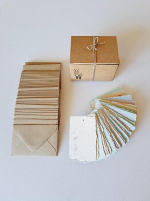 Mini Pregnancy Announcement Cards and Envelopes - 50 Blank Papers with Brown Envelopes