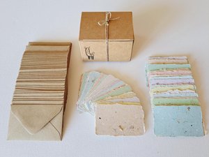 Mini Pregnancy Announcement Cards and Envelopes - 50 Blank Papers with Brown Envelopes