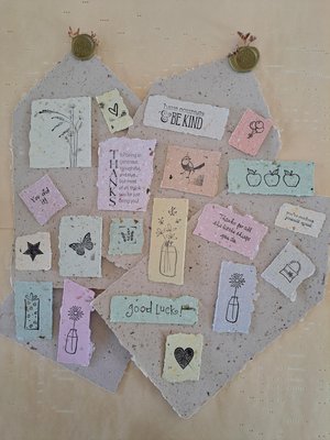 Hand Stamped Ephemera: Handmade Recycled Paper Pieces for Junk Journals, scrapbooks - 20 pieces
