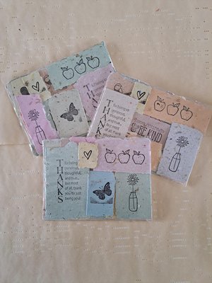 Hand Stamped Ephemera: Handmade Recycled Paper Pieces for Junk Journals, scrapbooks - 20 pieces