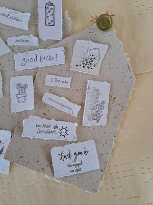 Ephemera - 20 pieces of hand stamped, handmade recycled paper for vintage junk journal and scrapbooks