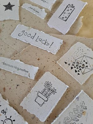 Ephemera - 20 pieces of hand stamped, handmade recycled paper for vintage junk journal and scrapbooks