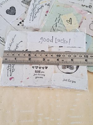 Ephemera - 20 pieces of hand stamped, handmade recycled paper for vintage junk journal and scrapbooks