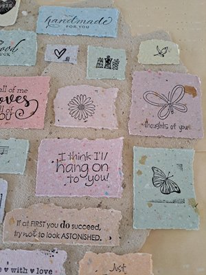 Handmade Stamped Recycled Paper Ephemera Pack: Junk Journal Supplies, 20 small pieces
