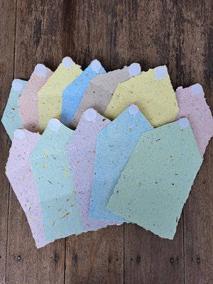 6 Old fashioned Lettergrams - Handmade Recycled Writing Paper - mixed colour folding letter sheets with seal. Gift boxed