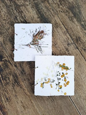 Flower Handmade recycled paper journal / notebook with binder rings and botanicals / petals. Extra pages available.