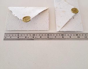 Gift Box of 6 Old fashioned Lettergrams - Handmade Recycled Writing Paper Folding Letters - neutral tones with wax seal.