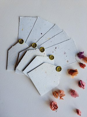 MINI Handmade Recycled Paper  note and envelope set with botanicals in gift box