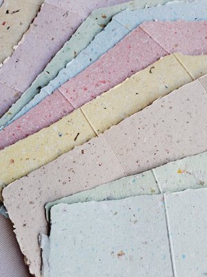 Old fashioned Folding Letters - Lettergrams - Handmade Recycled Paper - mixed colour folding writing sheets with seal.