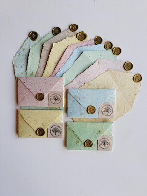 Old fashioned Folding Letters - Lettergrams - Handmade Recycled Paper - mixed colour folding writing sheets with seal.