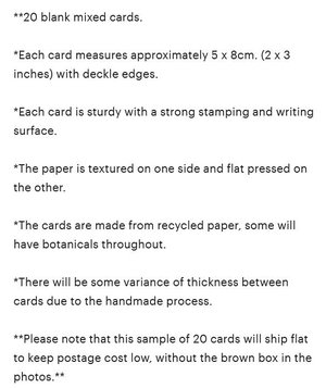 20 colourful Handmade Recycled Cards 2 x 3 inch size with deckle edges for place cards and Florists