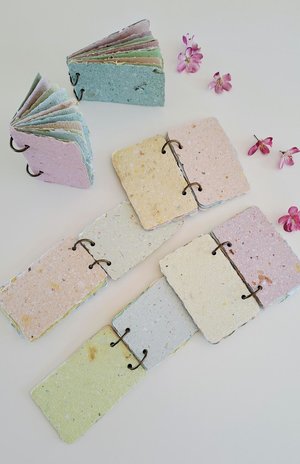 TINY Colourful handmade recycled paper note book / mini journal