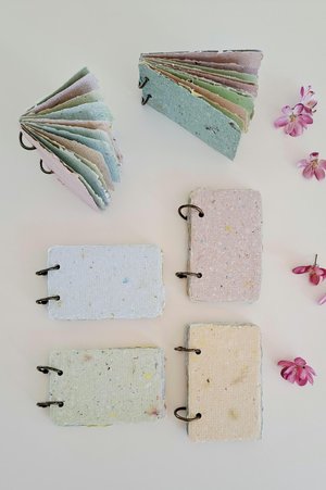 TINY Colourful handmade recycled paper note book / mini journal