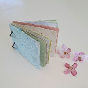 TINY Colourful handmade recycled paper note book / mini journal