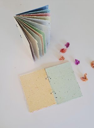 Colourful handmade recycled paper journal / notebook -  5x7 inches with binder rings