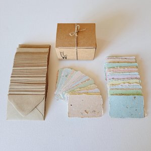 Mini Pregnancy Announcement Cards and Envelopes - 50 Blank Papers with Brown Envelopes