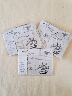 20 small pieces of Hand Stamped handmade Recycled Paper Ephemera for Junk Journals