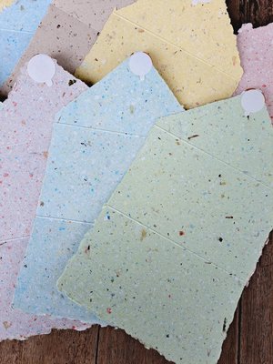 6 Old fashioned Lettergrams - Handmade Recycled Writing Paper - mixed colour folding letter sheets with seal. Gift boxed
