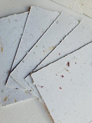 MINI Handmade Recycled Paper  note and envelope set with botanicals in gift box