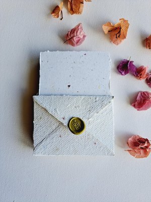 MINI Handmade Recycled Paper  note and envelope set with botanicals in gift box