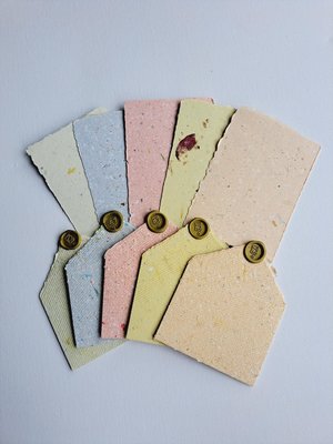 MINI Handmade Recycled Paper sheets and envelopes, mixed colours in gift box