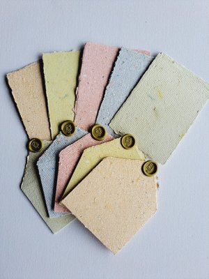 MINI Handmade Recycled Paper sheets and envelopes, mixed colours in gift box