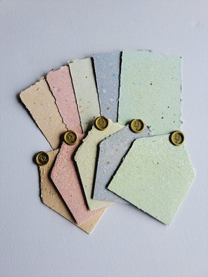 MINI Handmade Recycled Paper sheets and envelopes - colourful