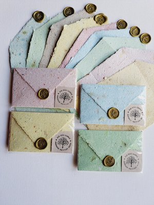 Old fashioned Folding Letters - Lettergrams - Handmade Recycled Paper - mixed colour folding writing sheets with seal.