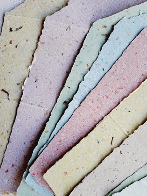 Old fashioned Folding Letters - Lettergrams - Handmade Recycled Paper - mixed colour folding writing sheets with seal.