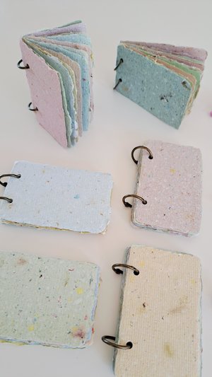 TINY Colourful handmade recycled paper note book / mini journal