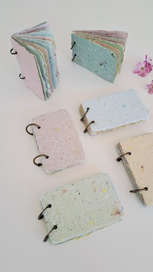 TINY Colourful handmade recycled paper note book / mini journal