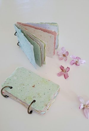 TINY Colourful handmade recycled paper note book / mini journal