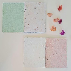 Colourful handmade recycled paper journal / notebook -  5x7 inches with binder rings