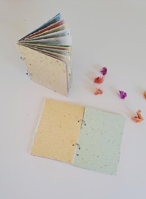 Colourful handmade recycled paper journal / notebook -  5x7 inches with binder rings
