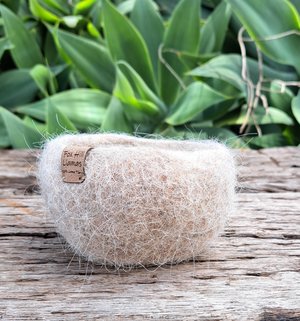 Soft and Fuzzy Llama Fibre bowl / vessel / pod