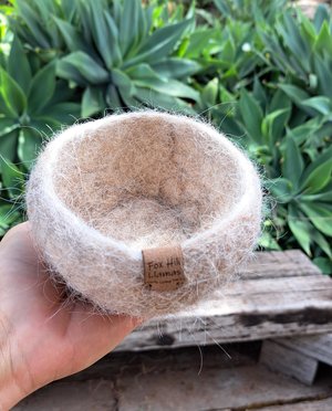 Soft and Fuzzy Llama Fibre bowl / vessel / pod