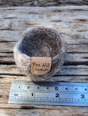 Tiny Llama Fibre fuzzy ring dish / bowl. Rustic farmhouse decor