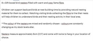 8 Bird Nesters: Gift boxed colourful stocking stuffers for children, teachers. Backyard bird lover, gardener and nature play accessory.