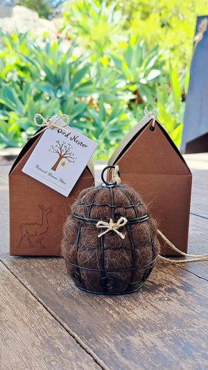 Small Bird Nester with refill in gift boxes. Llama Fibre Nesting Material for garden / bird lover. Birdhouse / birdbath / feeder accessory