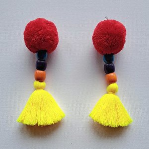 Red, Yellow Llama and Alpaca Halter Tassels