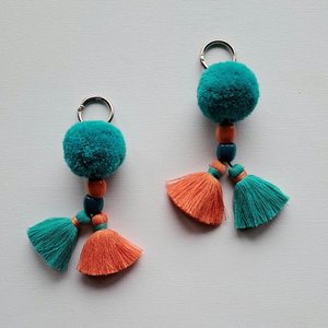 Orange and Turquoise Llama Tassels