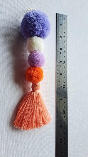 Peach and purple Llama / Alpaca Halter Tassels packaged for gifting.